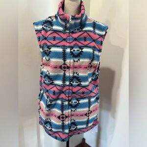 NEW WITH Tags pink blue Aztec print vest zippered front